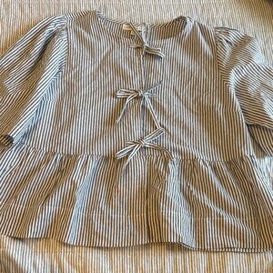 Striped Blue and White Women's Top